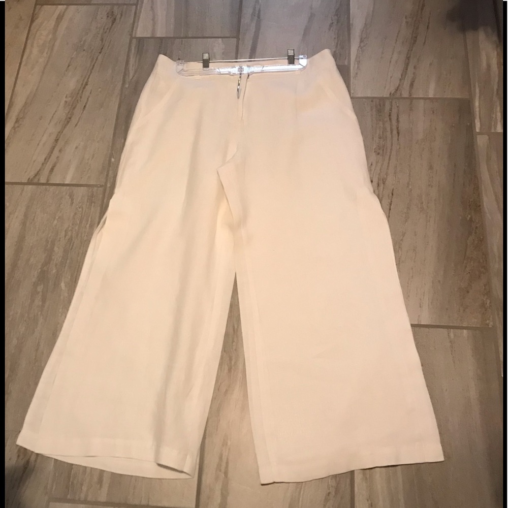 Linen side split pant